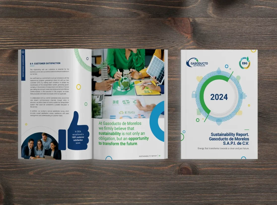 Diseño editorial del informe de sustentabilidad para Gasoducto de Morelos